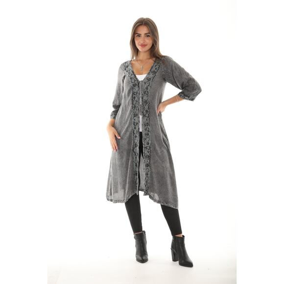 Shoreline Sweaters - Shoreline Wear Embroidered Kimono Duster Pop Over S Boho Peasant Festival NWT